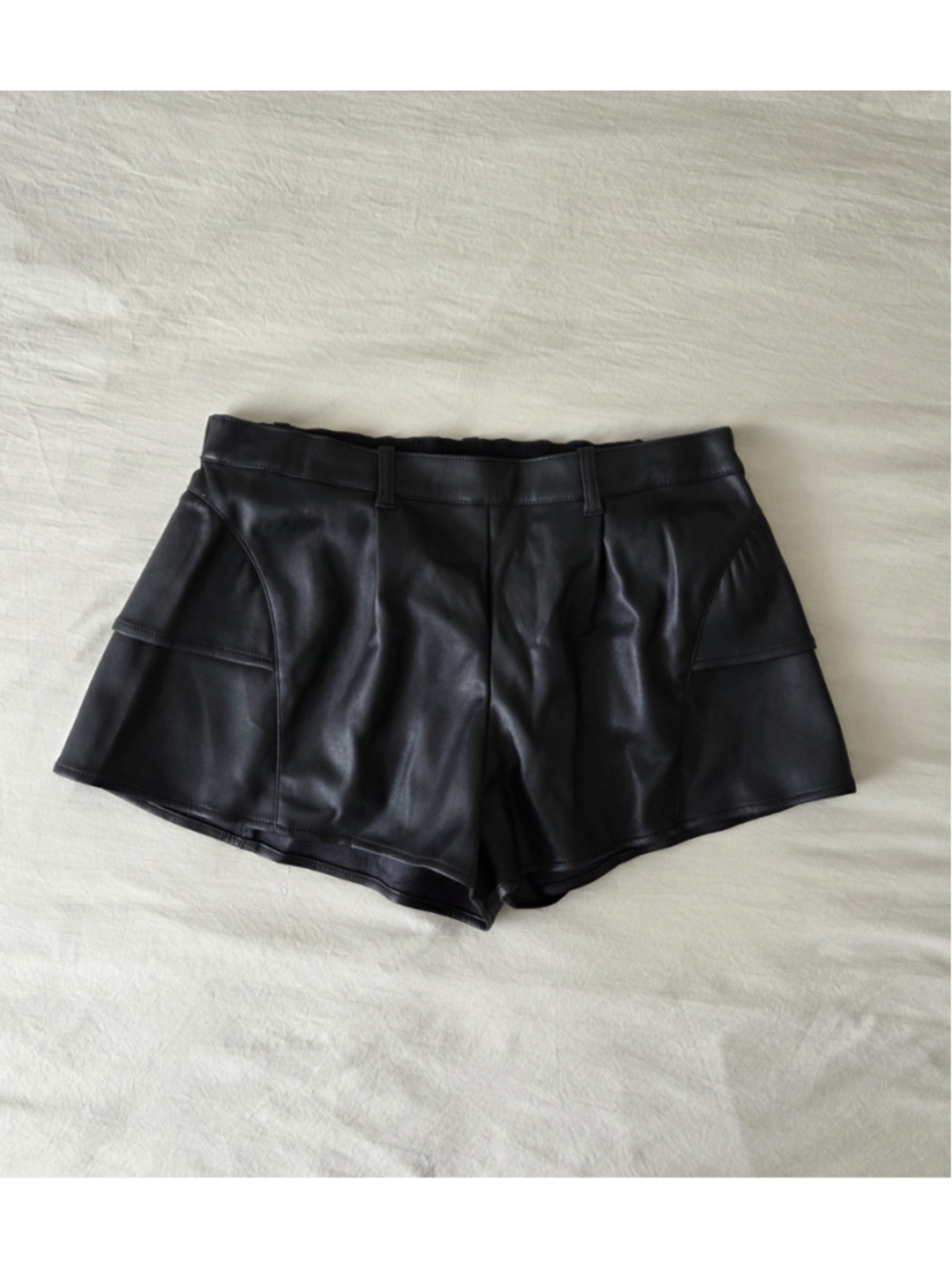 Free People Star Dust Faux Leather Short - Black size Medium
